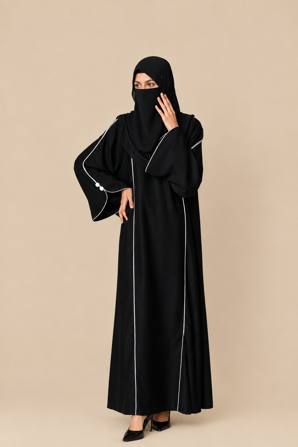 Elan - Black Piped Abaya